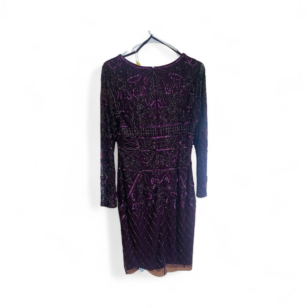 Adrianna Papell Long Sleeve Purple Dress